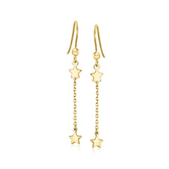 Ross-Simons Italian 10kt Yellow Gold Star Drop Earrings
