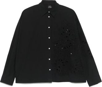 Pinko Casual Langemouw Zwart Katoenen Shirt - Dames - Overhemden - Zwart - L - Katoen - Overhemden