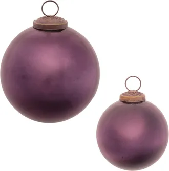Melrose International Frosted Glass Ball Ornament (Set of 12) - Purple