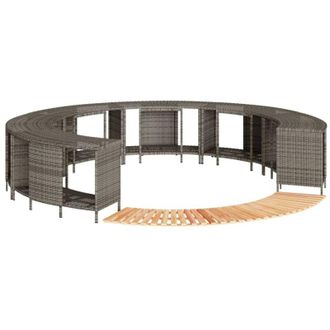 vidaXL Bordo per Spa Grigio in Polyrattan e Legno Massello di Acacia vidaXL
