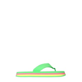 Msgm Msgm - Gestreepte Teenslippers - Dames - Schoenen - Groen - Maat: 35 EU
