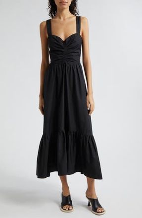 A.L.C. Lilah Ruched Ruffle Hem Maxi Dress in Black at Nordstrom Rack, Size 00