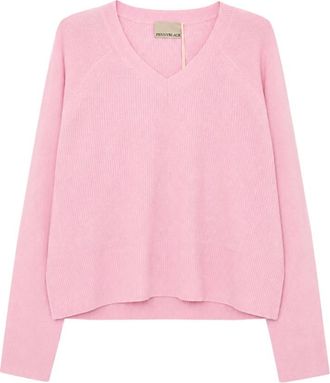 Pennyblack Textured V-neck Knit - Dames - V-hals truien - Roze - S - Katoen - Truien & Vesten