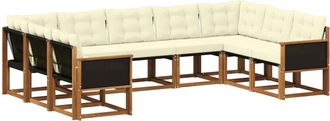 vidaXL Conjunto De Sof&aacute;s De Exterior 9 Uds. Natural Y Crema Vidaxl