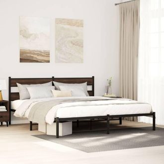 Berkfield Home Bed Frame without Mattress with Headboard Brown Oak 200x200 cm