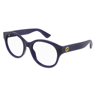 Gucci Ronde Optische Montuur - unisex - Brillen - Blauw - 53 MM - Leer - Accessoires