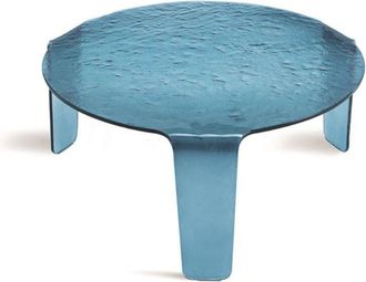 Capodarte Tavolino tondo nori in vetro Blu 80x82 cm