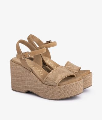Pedro Garcia Beige linen wedge sandal | Delina | Spring Summer 26 | PEDRO GARCIA