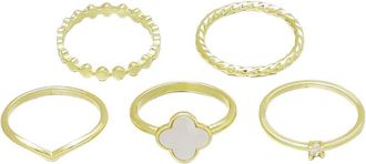 Adornia Adornia 5Pc 14K Plated Clover Ring Set