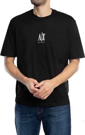 A|X Armani Exchange Mens Icon Project, Embroidered Logo, T-Shirt, Black, XXL