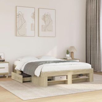 vidaXL Estructura De Cama Sin Colch&oacute;n Madera Roble Sonoma 140x200 Cm Vidaxl