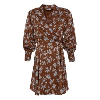 Fracomina Vestido Cruzado Floral - Dresses - Mujer - Marr&oacute;n - XS