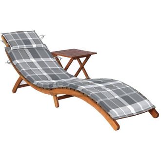 vidaXL Tumbona De Jard&iacute;n Con Mesa Y Coj&iacute;n Madera Maciza De Acacia Vidaxl