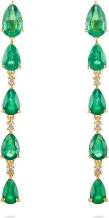 ROSEKEY Orecchini pendenti in oro giallo 18 carati con smeraldi e diamanti