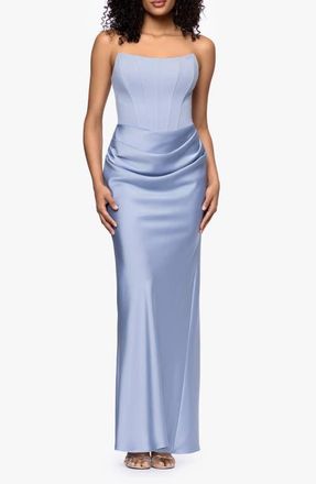 Betsy & Adam Strapless Mixed Media Gown in Periwinkle at Nordstrom, Size 14