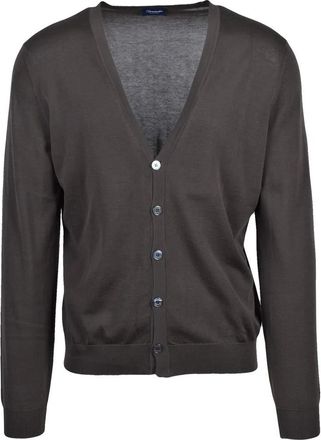 Drumohr Cotton V-Neck Cardigan - Brown