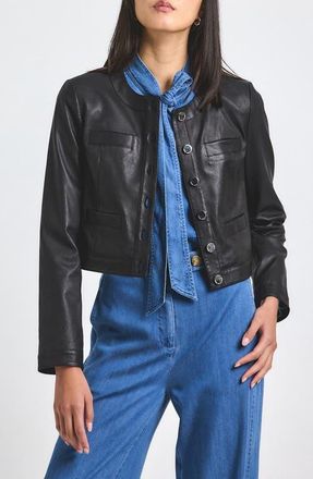 Derek Lam Penny Crop Stretch Leather Jacket in Black at Nordstrom, Size 6