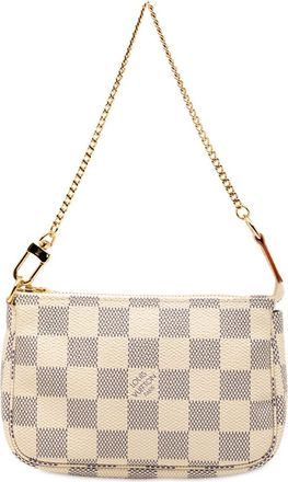 Louis Vuitton Borsa a mano Mini Pochette Accessoires in tela Damier Azur 2007 - Bianco