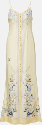 Self Portrait Floral silk satin maxi dress