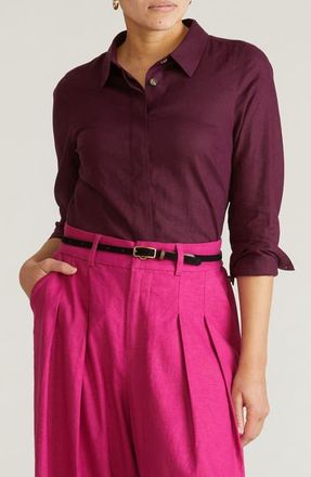 Universal Standard Elbe Long Sleeve Button-Up Shirt in Acai Purple at Nordstrom, Size Xs
