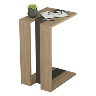 Dmora Mesa De Caf&eacute; Calliope, Mesa De Centro Baja, Revistero Para Sof&aacute;, Estante De La Sala De Estar, 30x40h57 Cm, Roble Y Antracita, Con Embalaje Reforzado -