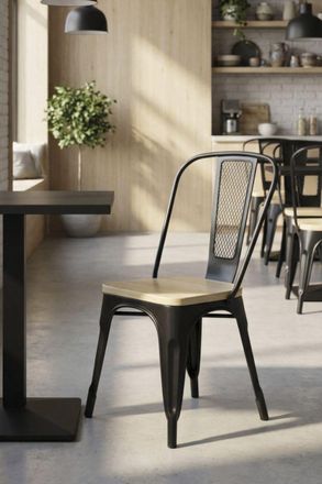Regalos Miguel Sillas Comedor - Silla Valix Madera Natural - Negro Mate