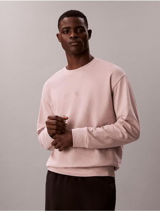 Calvin Klein Mens Terry Lounge Sweatshirt - Pink - XL