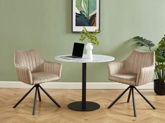 Vente-Unique Sedia con braccioli in Velluto e Metallo Beige - Lotto di 2 - IZIALI DI PASCAL MORABITO