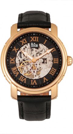 Reign Kahn Automatic Skeleton Leather-Band Watch
