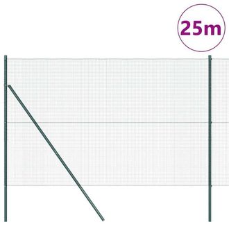 Berkfield Home Green Welded Wire Fence with 13 Posts Green 1.6x25 m Steel