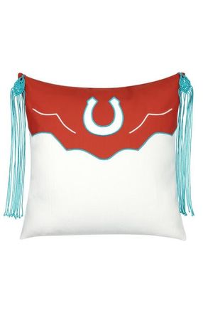 Elaine Smith Lucky Handmade macrame tassels & Applique Indoor & Outdoor Woven Accent Pillow in Rose at Nordstrom, Size 20X20