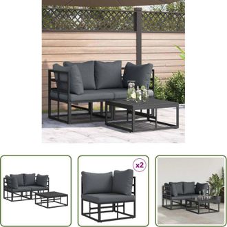 vidaXL vidaXL Seduta da giardino - Set Divano da Giardino 3 pcs Nero Metallo