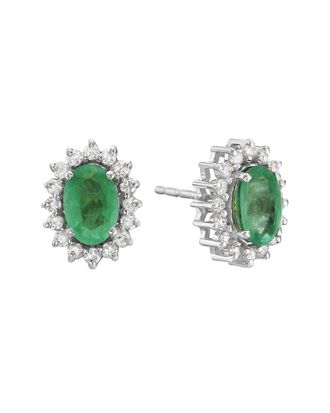 Forever Creations Forever Creations 14K 1.10 Ct. Tw. Diamond & Emerald Earrings