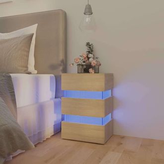 vidaXL Vidaxl - Mesita De Noche Luz Led Madera De Ingenier&iacute;a Sonoma 45x35x67 Cm
