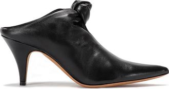 Khaite Zwarte leren sabot met knoopdetail op de hak - Dames - Muiltjes - Zwart - 37 EU - Leer - Schoenen