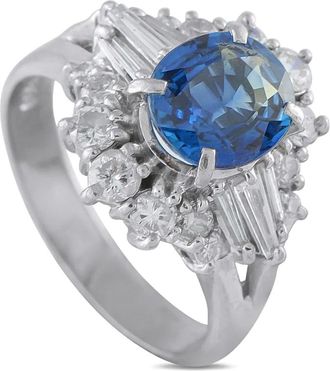 Luxury Bazaar Anello in platino con diamanti e zaffiro - Argento