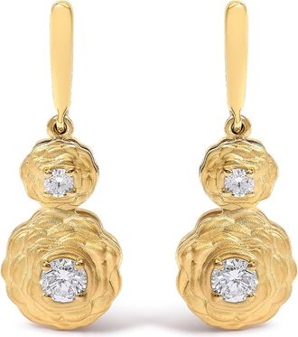 House of Brilliance 14K Yellow Gold Plated Sterling Silver 1/2 Cttw Lab Grown Diamond Matte Finish Drop Earrings