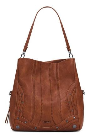 Desigual Medium Embroidered Faux Leather Handbag in Camel at Nordstrom
