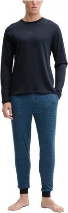 HUGO BOSS Relax Long Set - Heren - Pyjama - Blauw - L - Katoen - Nachtkleding