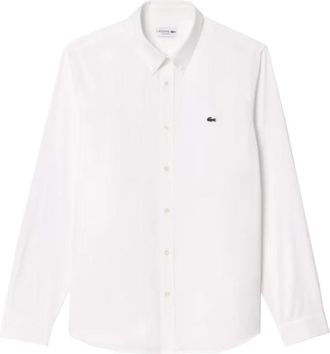 Lacoste Wit Overhemd met knoopkraag - Heren - Casual Overhemden - Wit - XL - Katoen - Overhemden
