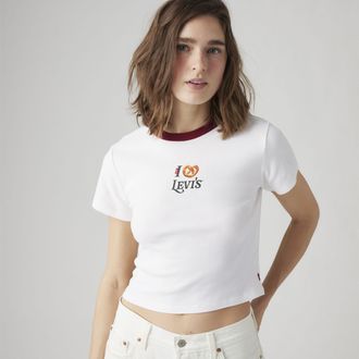 Levi's Graphic Mini Ringer Tee - Womens - L - White
