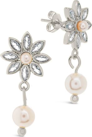 Sterling Forever Esti Cubic Zirconia & Cultured Pearl Drop Earrings in Silver at Nordstrom Rack