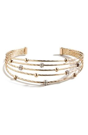BaubleBar Beatrix Layered Cuff Bracelet in Gold/Clear at Nordstrom