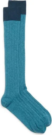 Johnstons of Elgin Ainsley Cashmere Blend Knee Socks in Teal at Nordstrom, Size 10-13