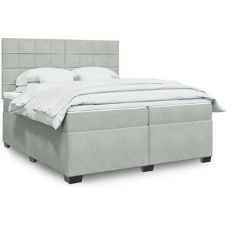 vidaXL Vidaxl - Cama Box Spring Con Colch&oacute;n Terciopelo Gris Claro 200x200 Cm