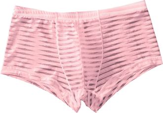 Generic Mens Ice Silk Sheer Triangle Thong Low Rise Mesh Summer Breathable Underwear Lightweight Comfort (XXXL) Pink