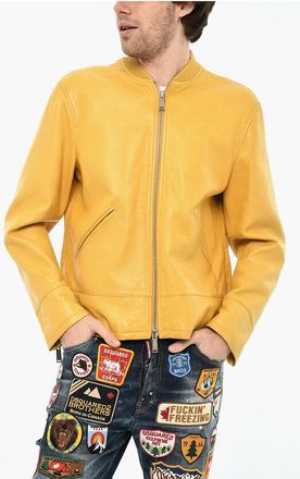 Dsquared2 Leather Jacket with Zip On Sleeve size 48