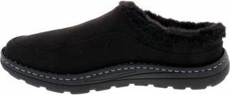Drew Mens Palmer Comfort Slip-On Clog Slipper In Black Microsuede