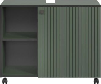 Calicosy Mueble bajo lavabo con ruedas L80 cm - Verde y Negro
