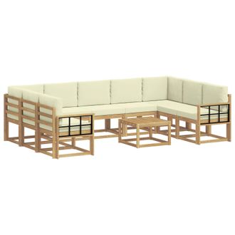 vidaXL Conjunto De Sof&aacute;s De Exterior 10 Pcs Blanco Y Crema Vidaxl